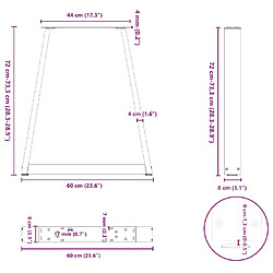 vidaXL Pieds de table basse forme de V 2 pcs blanc 60x(72-73) cm acier pas cher