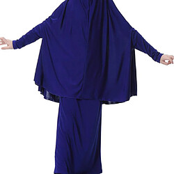 Avis fille musulmane islamique manches longues deux pièces robe de prière abaya bleu m