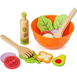 Small Foot- Set Bois, Accessoires de Cuisine pour Enfants végétarien, y Compris Bol, Couverts à Salade et Vinaigrette Jouets, 11476, Multicolore