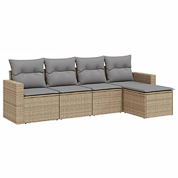 vidaXL Salon de jardin avec coussins 5 pcs beige résine tressée