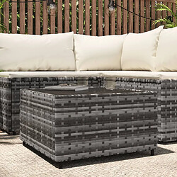 vidaXL Table basse de jardin carré gris 50x50x30 cm résine tressée