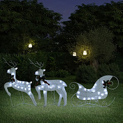 vidaXL Décoration de Noël Renne et traîneau 60 LED extérieur Blanc