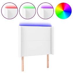 Maison Chic Tête de lit scandinave à LED,meuble de chambre Blanc 93x16x118/128 cm Similicuir -MN91881