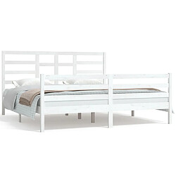 Maison Chic Lit Super King - Cadre de lit,Structure du lit Contemporain pour chambre Blanc Bois massif 180x200 cm -MN60532