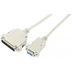 Abi Diffusion Cordon série Null Modem DB9F à DB25M - 1,80m 