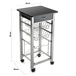 Versa Chariot de cuisine avec roulettes et tiroirs Leicester 40x40x82cm,Bois et métal, Noir pas cher