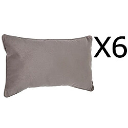 Lot de 6 coussins rectangulaires 100% polyester coloris taupe - Dim : L.50 x l.30 cm -PEGANE