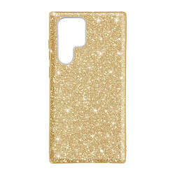 Avizar Coque Samsung Galaxy S22 Ultra Paillette Amovible Silicone Semi-rigide doré