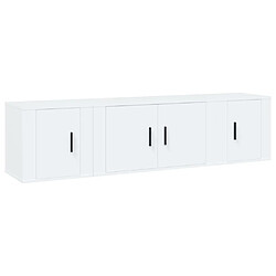 vidaXL Ensemble de meubles TV 3 pcs Blanc Bois d'ingénierie