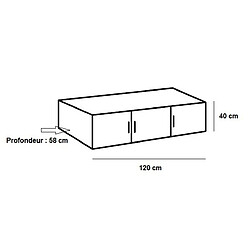 Inside 75 Sur meuble armoire penderie 3 portes MALTA laquées blanc cassé L : 120 cm