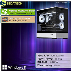 Sedatech PC Gamer Pro XL Vision • AMD Ryzen 5 7600X • RTX4070Ti Super • 32Go DDR5 • 2To SSD M.2 • Windows 11