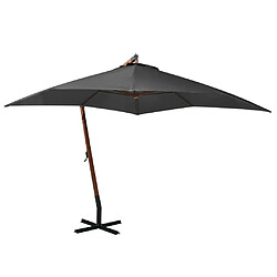 Maison Chic Parasol Jardin | Parasol suspendu avec mat Anthracite 3x3 m Bois de sapin massif - GKD65410