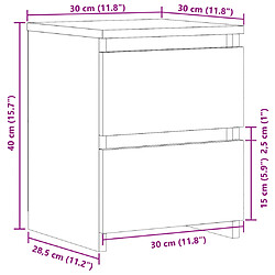 vidaXL Table de chevet chêne artisanal 30x30x40 cm bois d'ingénierie pas cher