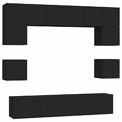 Maison Chic Ensemble de meubles TV 8 pcs | Banc TV Moderne pour salon | Meuble de Rangement - Noir Bois d'ingénierie -MN30668