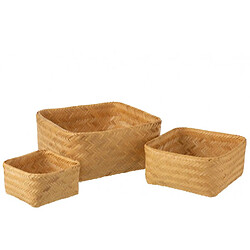 Dansmamaison Set De 3 Panier CarrŽs En Bambou Naturel