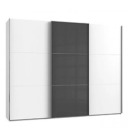 Inside 75 Armoire coulissante LISEA 3 portes blanc verre anthracite 300 x 236 cm HT