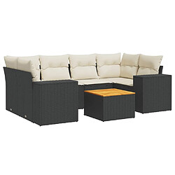 Maison Chic Salon de jardin 7 pcs avec coussins | Ensemble de Table et chaises | Mobilier d'Extérieur noir résine tressée -GKD88516