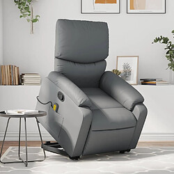 Maison Chic Fauteuil Relax pour salon, Fauteuil inclinable de massage Gris Similicuir -GKD99175