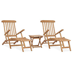 Helloshop26 Chaises longues de jardin et repose-pied et table bois de teck 02_0011919