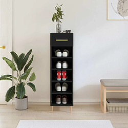 Maison Chic Armoire à Chaussures Noir,Meuble de Rangement à Chaussures 30x35x105 cm bois d'ingénierie -MN34334