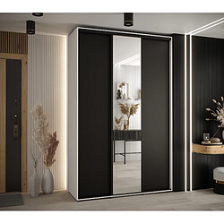 Abiks Meble Armoire à portes coulissantes Davos 3 235.2 x 160 x 60 3 portes coulissante (Blanc/Noir/Noir)