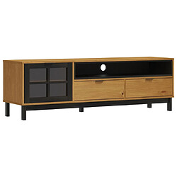 vidaXL Meuble TV avec porte vitrée FLAM 158x40x50cm bois massif de pin