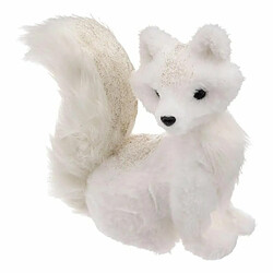 Renard Déco à Paillettes Souffle Polaire 26cm Blanc