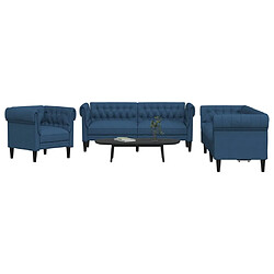 vidaXL Ensemble de canapés 3 pcs bleu tissu