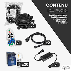 Acheter SkyLantern Guirlande Guinguette 20M Filament LED 20 Bulbes Dimmables Avec Variateur et Télécommande