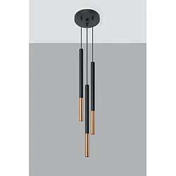 Luminaire Center Suspension Mozaica Acier Noir,cuivre 3 ampoules 90cm