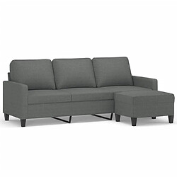 vidaXL Canapé à 3 places avec repose-pieds Gris foncé 180 cm Tissu