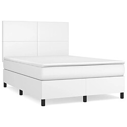 vidaXL Sommier à lattes de lit avec matelas Blanc 140x190cm Similicuir