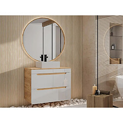 Vente-Unique Meuble de salle de bain suspendu avec vasque à poser - Coloris naturel et blanc - 80 cm - ARUBA