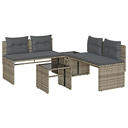 vidaXL Salon de jardin 4 pcs avec coussins gris résine tressée