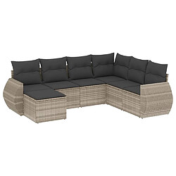 vidaXL Salon de jardin avec coussins 7 pcs gris clair résine tressée