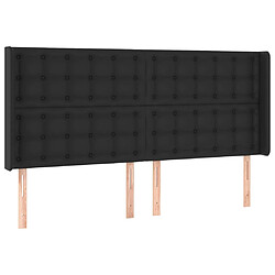 vidaXL Tête de lit avec oreilles Noir 183x16x118/128 cm Similicuir