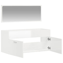 Acheter Maison Chic Armoire de bain à miroir,Meuble haut de rangement de salle de bain blanc brillant bois d'ingénierie -GKD816603