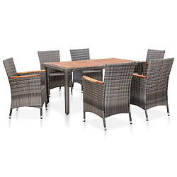 Maison Chic Salon de jardin 7 pcs + coussins - Mobilier/Meubles de jardin - Table et chaises d'extérieur Résine tressée Gris -MN66309