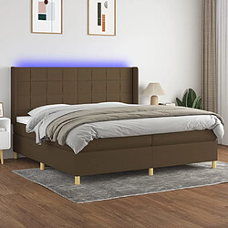 Maison Chic Lit adulte- Lit + matelas + LED,Sommier à lattes de lit matelas et LED Marron foncé 200x200 cm -GKD61617