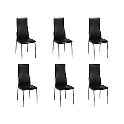 Maison Chic Lot de 6 Chaises à manger modernes,Chaises à dîner noir similicuir -MN87620