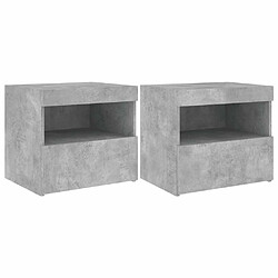 Maison Chic Lot de 2 Tables de chevet avec lumières LED - Tables de Nuit gris béton 50x40x45 cm