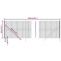 Acheter vidaXL Clôture en treillis métallique - Anthracite 2,2x25 m