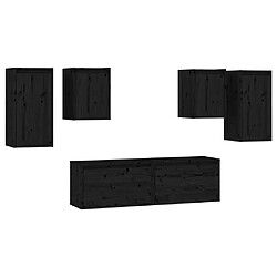 vidaXL Meubles TV 6 pcs Noir Bois massif de pin