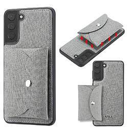 Vili Coque en TPU + PU avec détachable gris pour votre Samsung Galaxy S21+ 5G