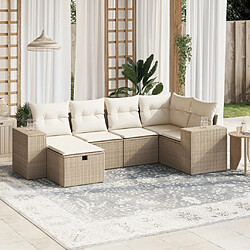 vidaXL Salon de jardin avec coussins 6 pcs beige résine tressée