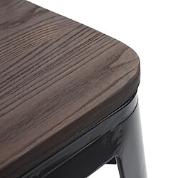 Mendler 6x Tabouret HWC-A73, avec siège en bois, métal, style industriel, empilable ~ noir pas cher