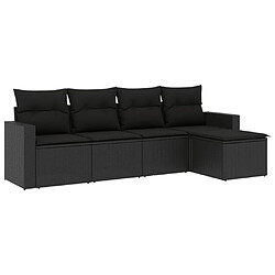 Maison Chic Salon de jardin 5 pcs avec coussins | Ensemble de Table et chaises | Mobilier d'Extérieur noir résine tressée -GKD55708