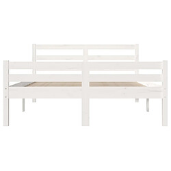 Maison Chic Lit Double - Cadre de lit,Structure du lit Contemporain Blanc Bois massif 135x190 cm -MN20938 pas cher