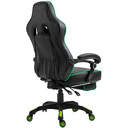 Acheter Decoshop26 Fauteuil de bureau chaise gaming repose-pieds télescopique accoudoirs coussins de renforcement en PVC noir / vert 10_0002672