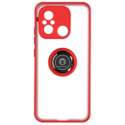 Avizar Coque pour Xiaomi Redmi 12C Bi-matière Bague Métallique Support Vidéo rouge